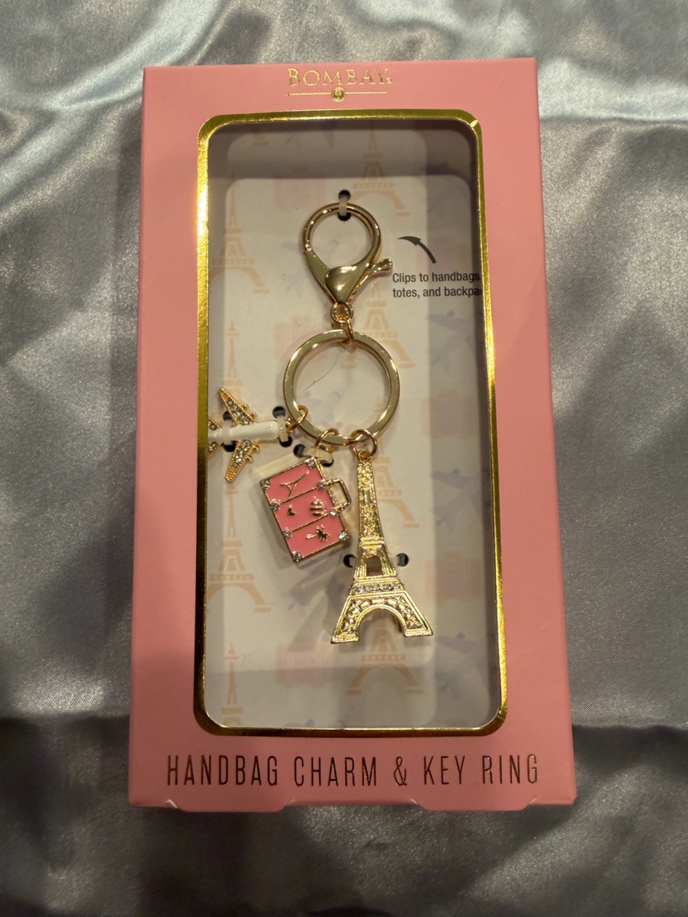 Bombay Eiffel Tower and Travel Charm Keychain Bag Charm